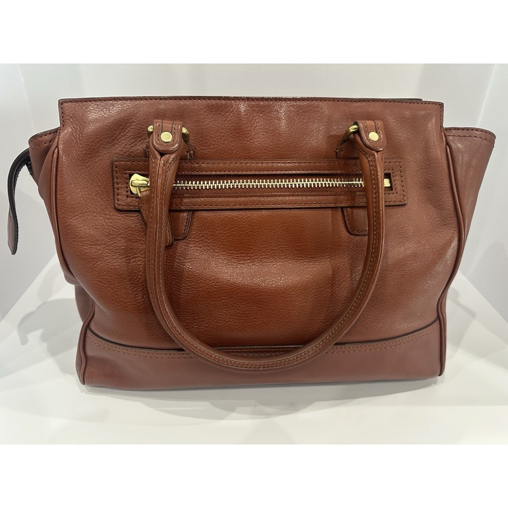 Coach Brown Satchel Top Handle Bag Zip Closure Gold Hardware - Picture 5 of 11